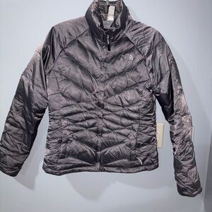 The North Face Women's Metallic Silver Gray 550 Puffer Jacket Sz M